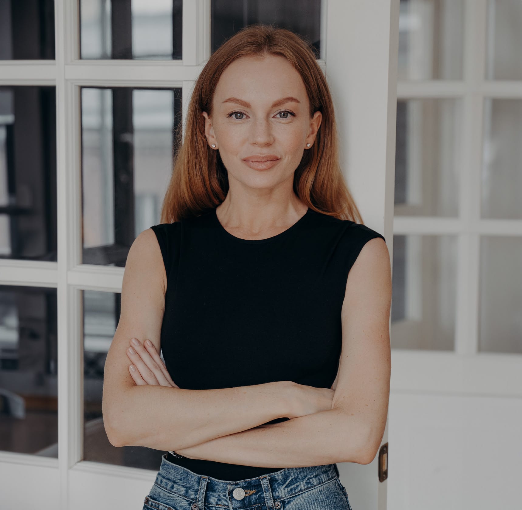 Woman looking into camera