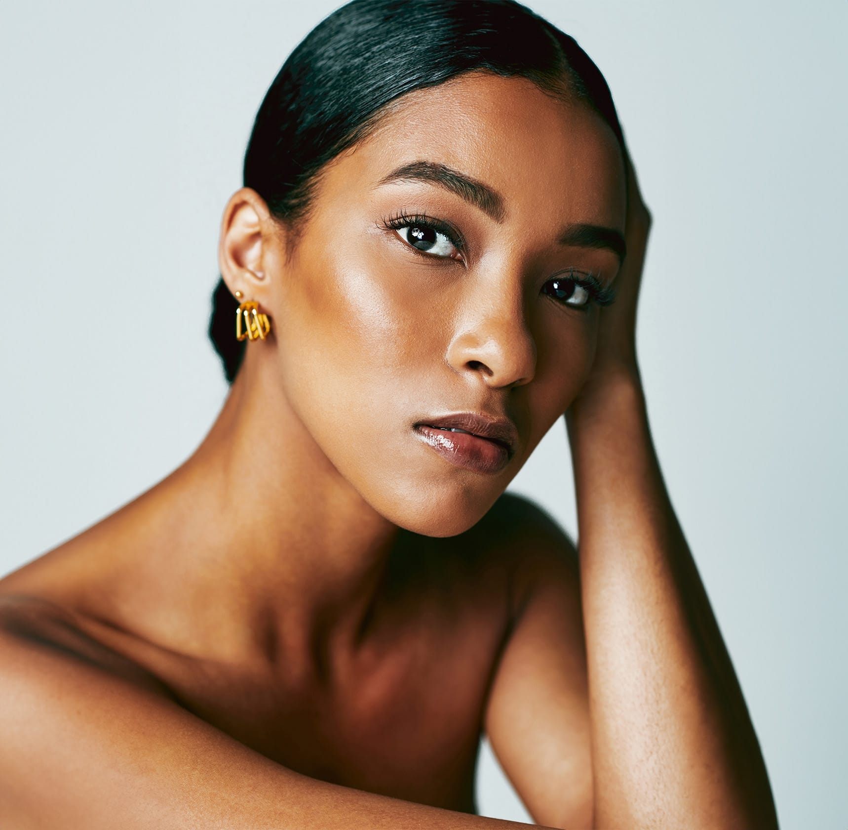 Woman looking into camera