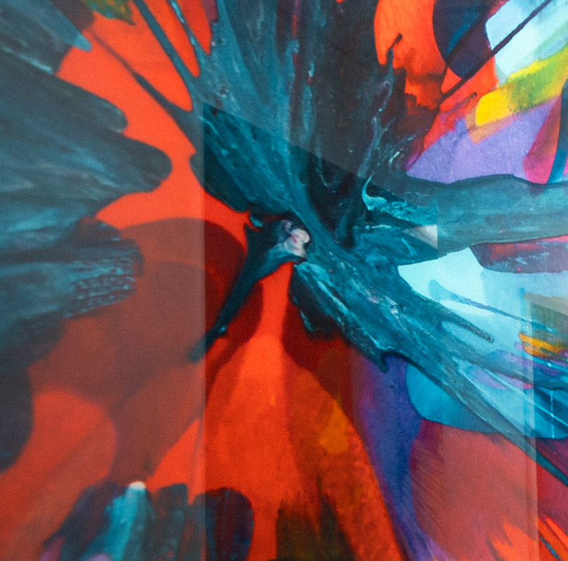 Abstract red and blue art